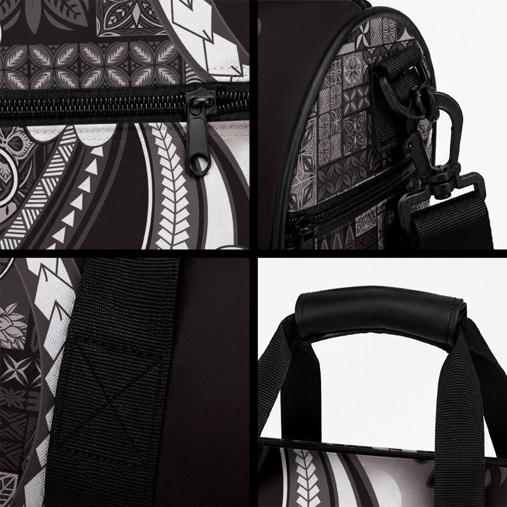 Samoa Siapo Tribal Pattern Duffle Bag Black Polynesian Plumeria Tapa Motif LT9 - Polynesian Pride