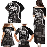 Samoa Siapo Tribal Pattern Family Matching Puletasi and Hawaiian Shirt Black Polynesian Plumeria Tapa Motif LT9 - Polynesian Pride