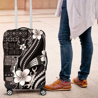 Samoa Siapo Tribal Pattern Luggage Cover Black Polynesian Plumeria Tapa Motif LT9 Black - Polynesian Pride