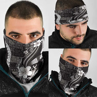 Samoa Siapo Tribal Pattern Neck Gaiter Black Polynesian Plumeria Tapa Motif