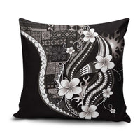 Samoa Siapo Tribal Pattern Pillow Cover Black Polynesian Plumeria Tapa Motif
