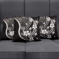 Samoa Siapo Tribal Pattern Pillow Cover Black Polynesian Plumeria Tapa Motif