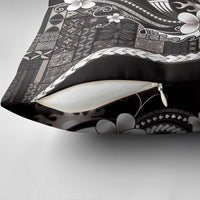 Samoa Siapo Tribal Pattern Pillow Cover Black Polynesian Plumeria Tapa Motif
