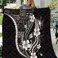 Samoa Siapo Tribal Pattern Quilt Black Polynesian Plumeria Tapa Motif