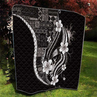 Samoa Siapo Tribal Pattern Quilt Black Polynesian Plumeria Tapa Motif