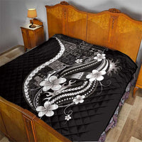 Samoa Siapo Tribal Pattern Quilt Black Polynesian Plumeria Tapa Motif