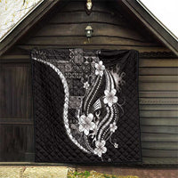 Samoa Siapo Tribal Pattern Quilt Black Polynesian Plumeria Tapa Motif