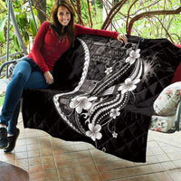 Samoa Siapo Tribal Pattern Quilt Black Polynesian Plumeria Tapa Motif