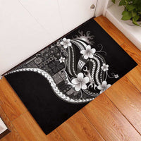 Samoa Siapo Tribal Pattern Rubber Doormat Black Polynesian Plumeria Tapa Motif