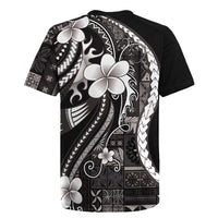Samoa Siapo Tribal Pattern Rugby Jersey Black Polynesian Plumeria Tapa Motif