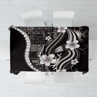 Samoa Siapo Tribal Pattern Tablecloth Black Polynesian Plumeria Tapa Motif