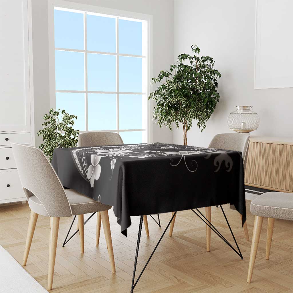 Samoa Siapo Tribal Pattern Tablecloth Black Polynesian Plumeria Tapa Motif