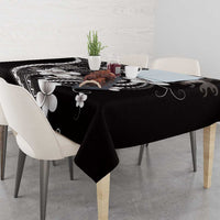 Samoa Siapo Tribal Pattern Tablecloth Black Polynesian Plumeria Tapa Motif