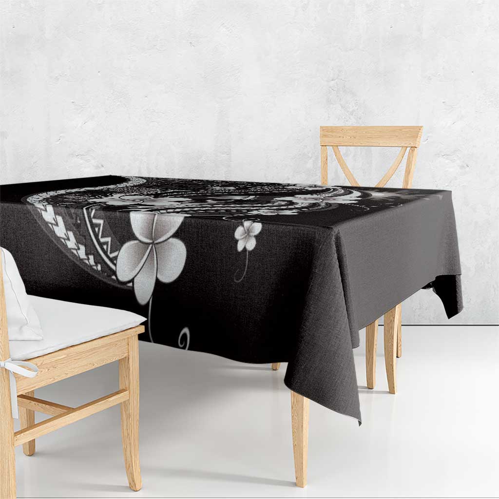 Samoa Siapo Tribal Pattern Tablecloth Black Polynesian Plumeria Tapa Motif