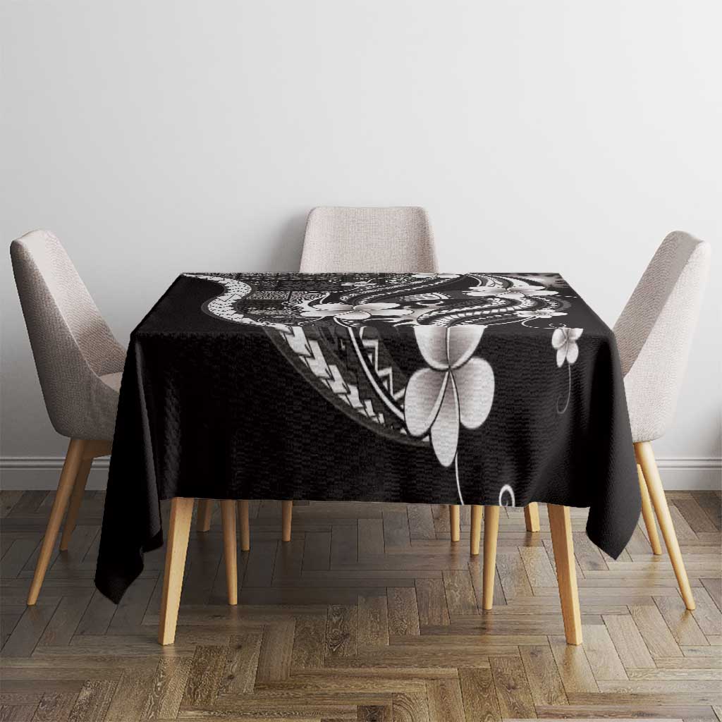 Samoa Siapo Tribal Pattern Tablecloth Black Polynesian Plumeria Tapa Motif