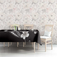 Samoa Siapo Tribal Pattern Tablecloth Black Polynesian Plumeria Tapa Motif