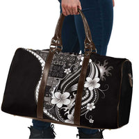 Samoa Siapo Tribal Pattern Travel Bag Black Polynesian Plumeria Tapa Motif