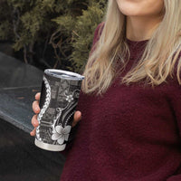 Samoa Siapo Tribal Pattern Tumbler Cup Black Polynesian Plumeria Tapa Motif LT9 - Polynesian Pride