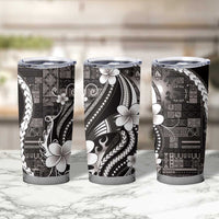 Samoa Siapo Tribal Pattern Tumbler Cup Black Polynesian Plumeria Tapa Motif LT9 - Polynesian Pride