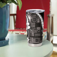 Samoa Siapo Tribal Pattern Tumbler Cup Black Polynesian Plumeria Tapa Motif LT9 - Polynesian Pride