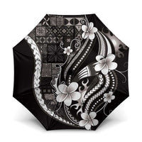 Samoa Siapo Tribal Pattern Umbrella Black Polynesian Plumeria Tapa Motif