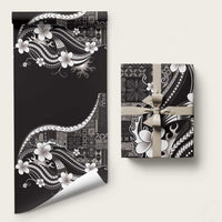 Samoa Siapo Tribal Pattern Wrapping Paper Black Polynesian Plumeria Tapa Motif