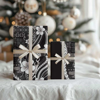 Samoa Siapo Tribal Pattern Wrapping Paper Black Polynesian Plumeria Tapa Motif