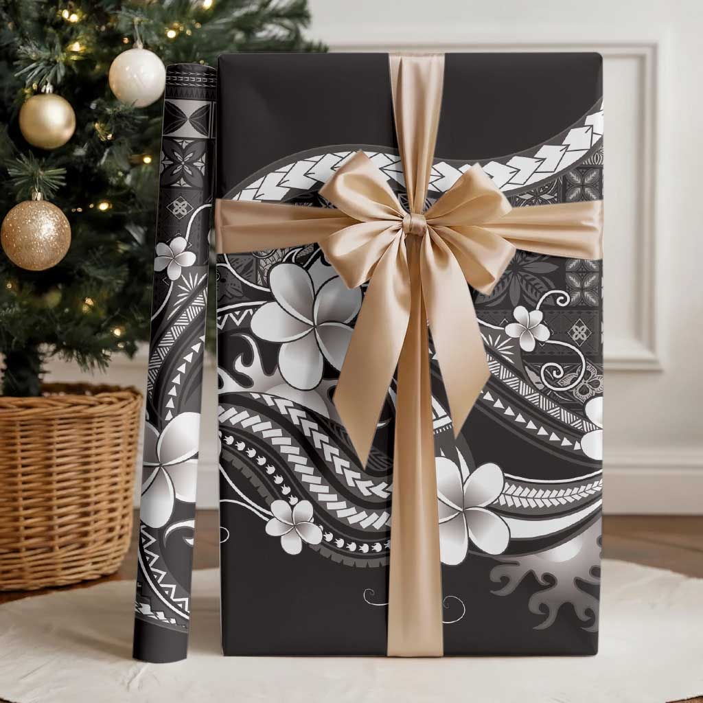 Samoa Siapo Tribal Pattern Wrapping Paper Black Polynesian Plumeria Tapa Motif