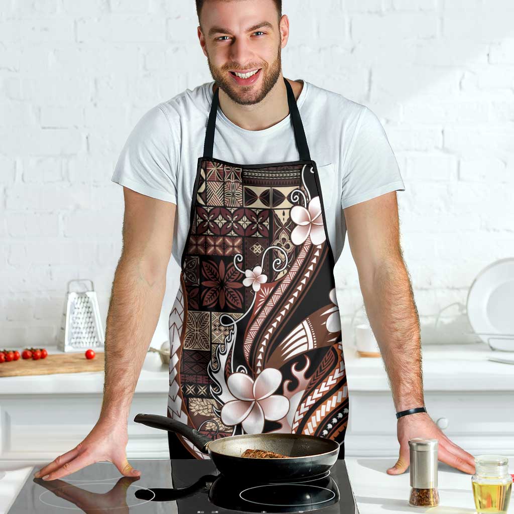 Samoa Siapo Tribal Pattern Apron Brown Polynesian Plumeria Tapa Motif