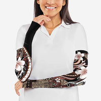 Samoa Siapo Tribal Pattern Arm Sleeves Brown Polynesian Plumeria Tapa Motif LT9 - Polynesian Pride