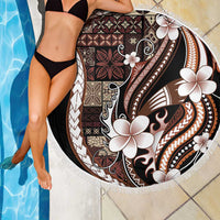 Samoa Siapo Tribal Pattern Beach Blanket Brown Polynesian Plumeria Tapa Motif