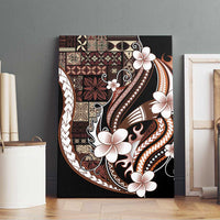 Samoa Siapo Tribal Pattern Canvas Wall Art Brown Polynesian Plumeria Tapa Motif