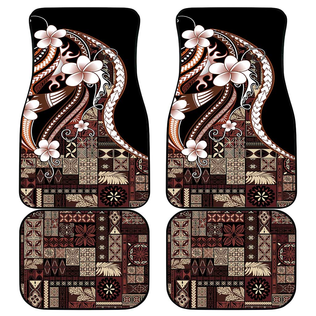 Samoa Siapo Tribal Pattern Car Mats Brown Polynesian Plumeria Tapa Motif