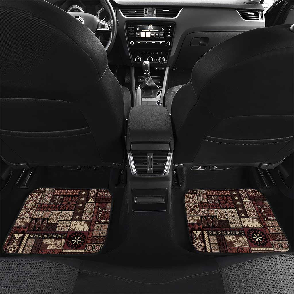 Samoa Siapo Tribal Pattern Car Mats Brown Polynesian Plumeria Tapa Motif