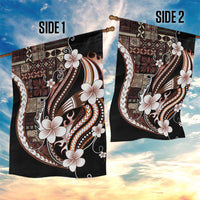 Samoa Siapo Tribal Pattern Garden Flag Brown Polynesian Plumeria Tapa Motif LT9 - Polynesian Pride