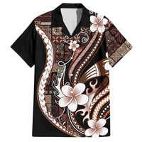 Samoa Siapo Tribal Pattern Hawaiian Shirt Brown Polynesian Plumeria Tapa Motif LT9 Brown - Polynesian Pride