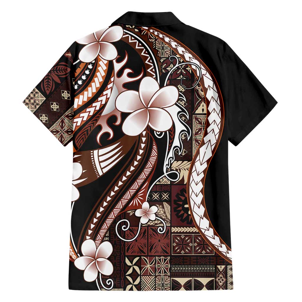 Samoa Siapo Tribal Pattern Hawaiian Shirt Brown Polynesian Plumeria Tapa Motif LT9 - Polynesian Pride