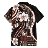 Samoa Siapo Tribal Pattern Hawaiian Shirt Brown Polynesian Plumeria Tapa Motif LT9 - Polynesian Pride