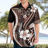 Samoa Siapo Tribal Pattern Hawaiian Shirt Brown Polynesian Plumeria Tapa Motif LT9 - Polynesian Pride