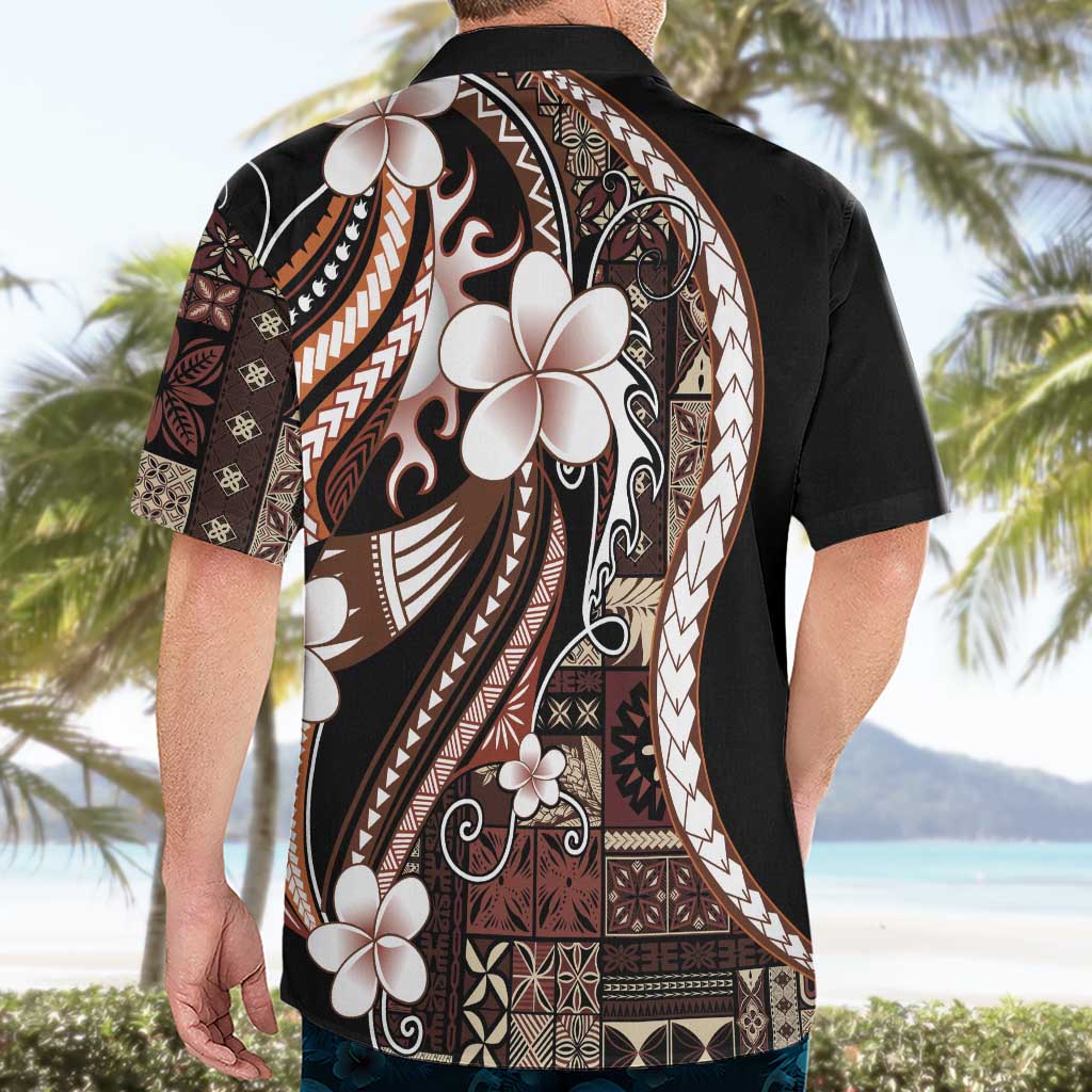 Samoa Siapo Tribal Pattern Hawaiian Shirt Brown Polynesian Plumeria Tapa Motif LT9 - Polynesian Pride