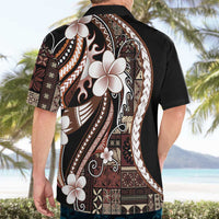 Samoa Siapo Tribal Pattern Hawaiian Shirt Brown Polynesian Plumeria Tapa Motif LT9 - Polynesian Pride