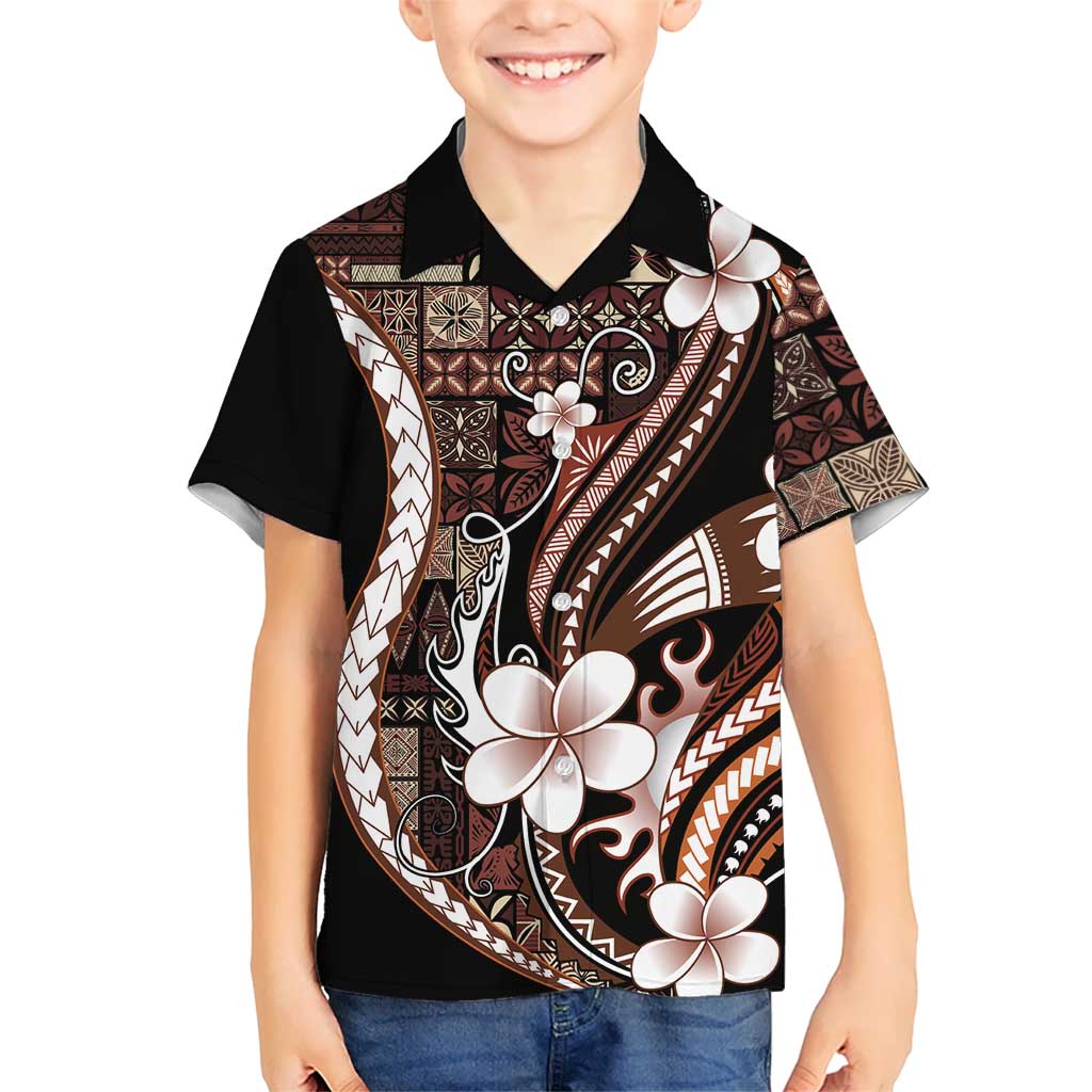 Samoa Siapo Tribal Pattern Hawaiian Shirt Brown Polynesian Plumeria Tapa Motif LT9 - Polynesian Pride