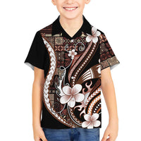 Samoa Siapo Tribal Pattern Hawaiian Shirt Brown Polynesian Plumeria Tapa Motif LT9 - Polynesian Pride