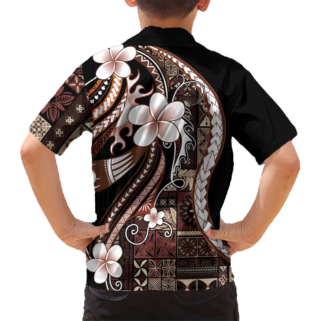 Samoa Siapo Tribal Pattern Hawaiian Shirt Brown Polynesian Plumeria Tapa Motif LT9 - Polynesian Pride
