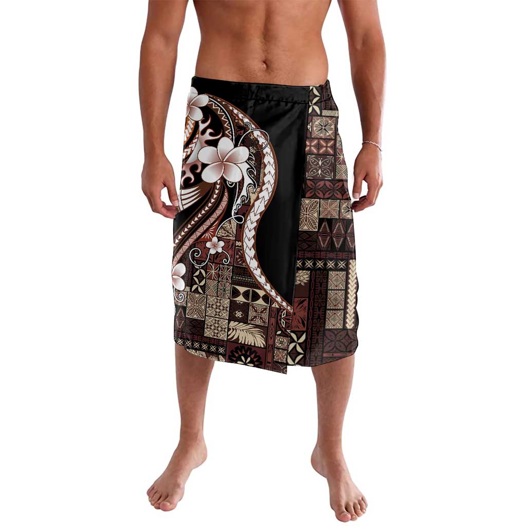 Samoa Siapo Tribal Pattern Lavalava Brown Polynesian Plumeria Tapa Motif