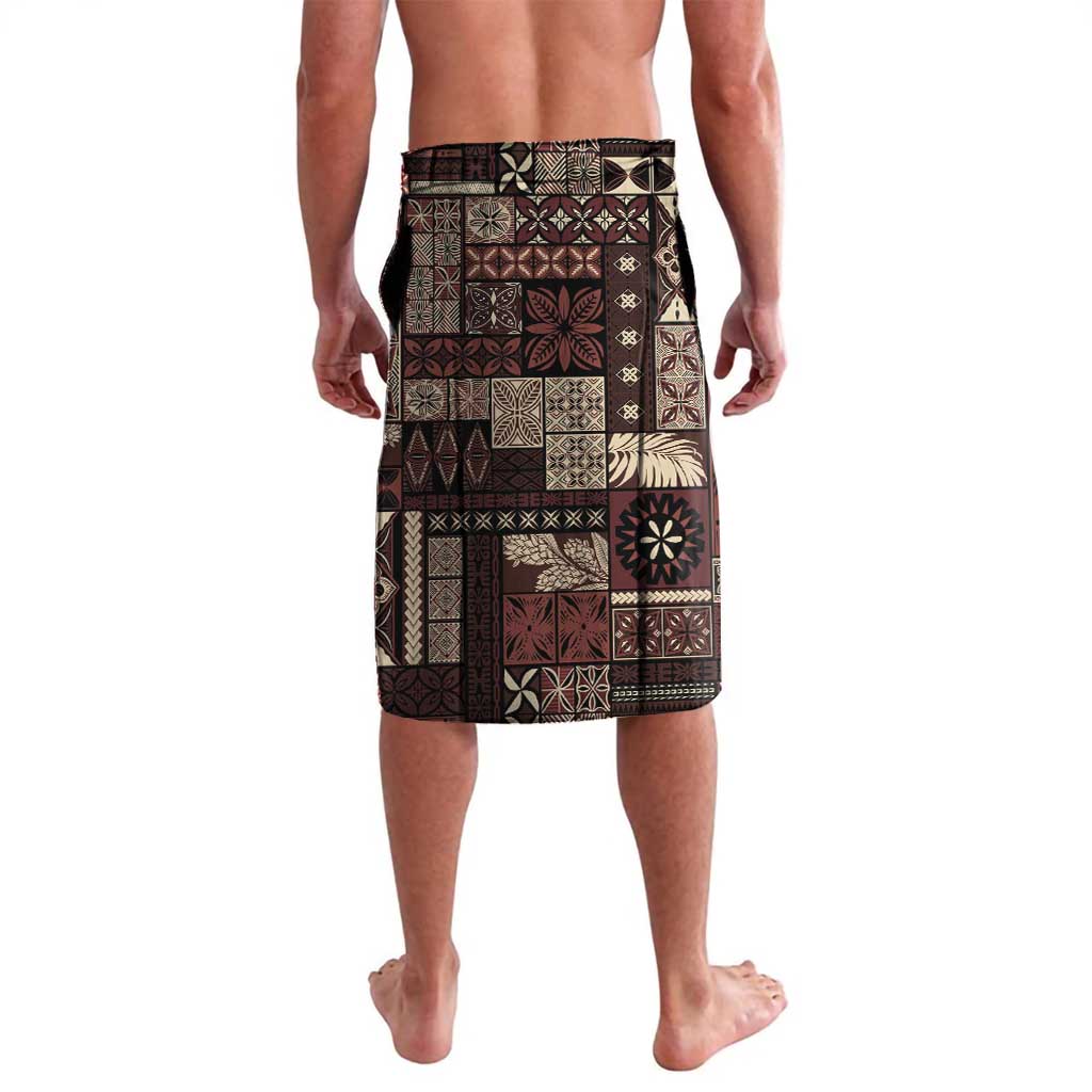 Samoa Siapo Tribal Pattern Lavalava Brown Polynesian Plumeria Tapa Motif