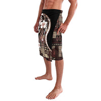 Samoa Siapo Tribal Pattern Lavalava Brown Polynesian Plumeria Tapa Motif