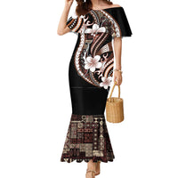 Samoa Siapo Tribal Pattern Mermaid Dress Brown Polynesian Plumeria Tapa Motif LT9 Women Brown - Polynesian Pride