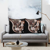 Samoa Siapo Tribal Pattern Pillow Cover Brown Polynesian Plumeria Tapa Motif