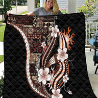 Samoa Siapo Tribal Pattern Quilt Brown Polynesian Plumeria Tapa Motif